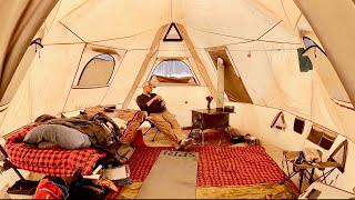 Colorado Winter Tent w\/ Wood Stove:Relaxing Few Days with My Dog,  Snow Hits Camp