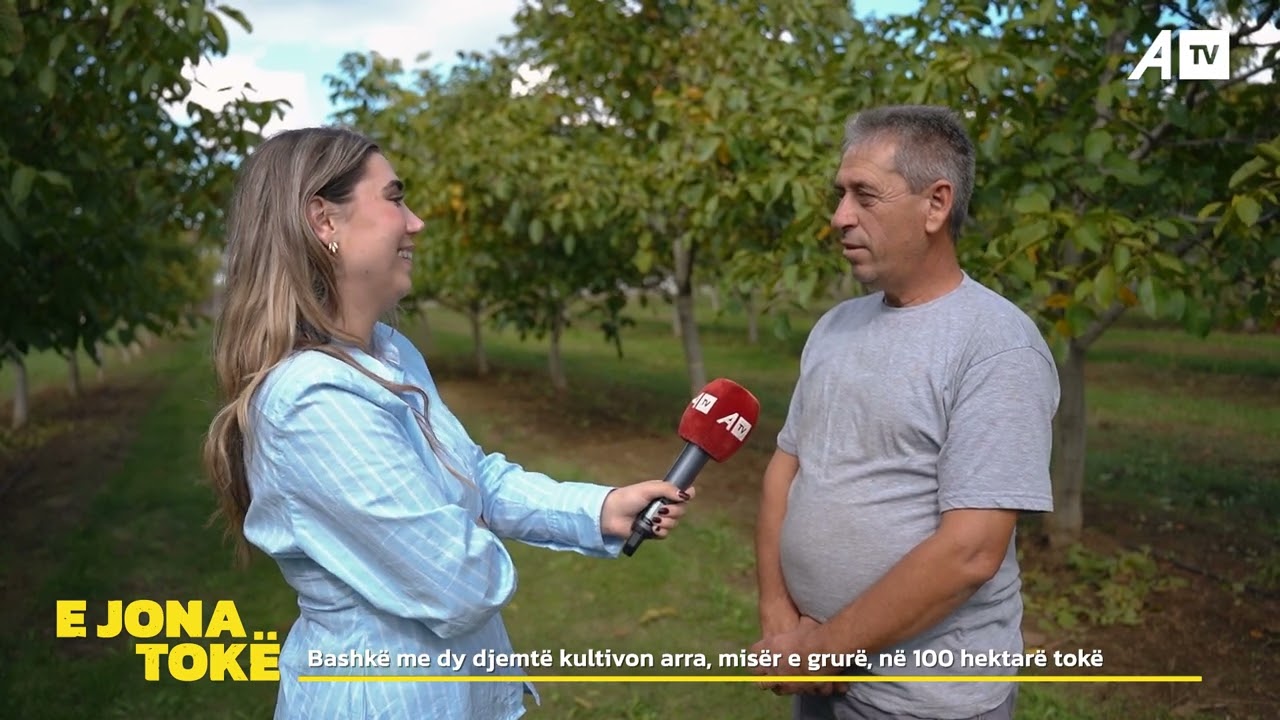 Bashkë me dy djemtë kultivon arra, misër e grurë, në 100 hektarë tokë