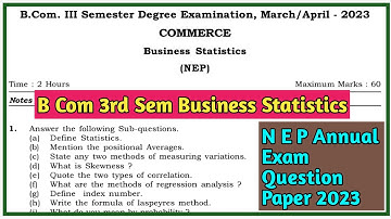 B Com 3rd Semester Business Statistics N E P Annual Exam Question Paper 2023