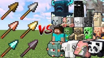 All Spears vs All Minecraft Mobs | Minecraft Mob Battle