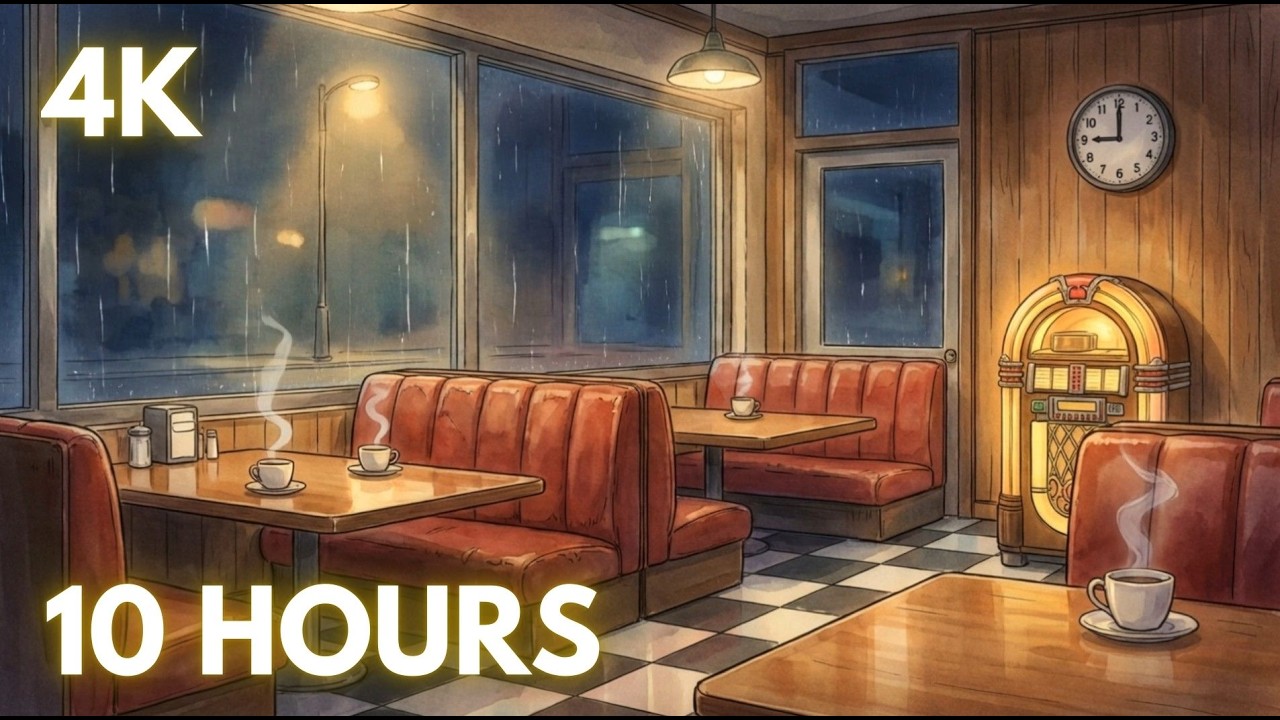 New York Late Night Café 10 Hours Lofi Jazz Ambience for Focus Study Unwinding Relaxing Restaurant