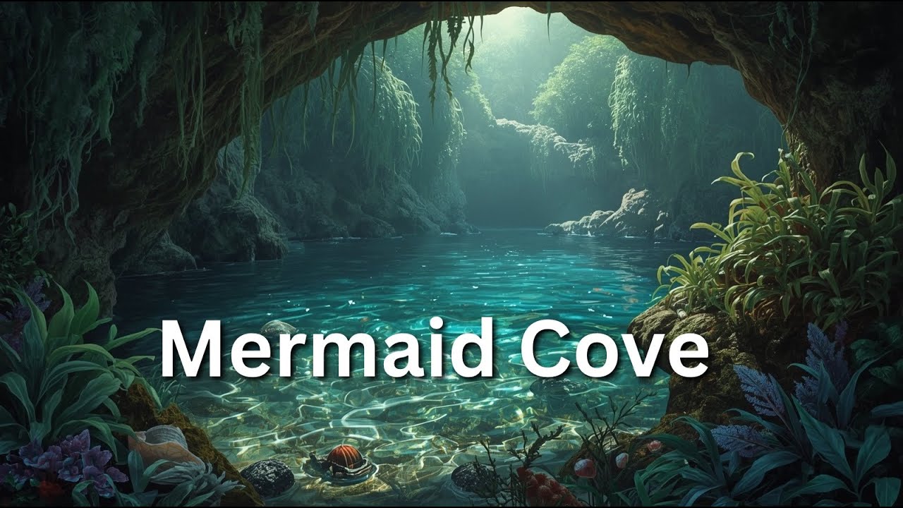 Tropical Mermaid Cove | Enchanted Water Cave Ambience with Birds & Fairy Lights