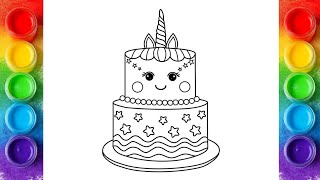 How To Draw Cake🍰🎂🥧 For Kids \& Toodlers | Tutorial Menggambar \& Mewarnai Kue Untuk Anak-Anak#255