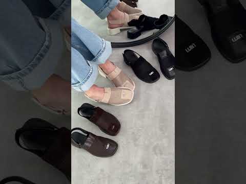 Дизайнерські чорні шкіряні босоніжки сітка низький підбор, видео 1