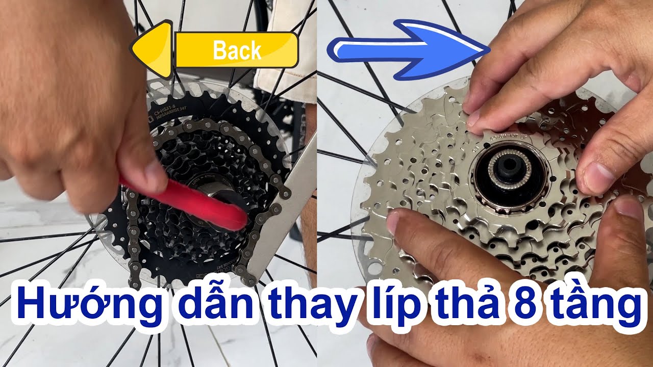 Hướng dẫn thay thế líp thả xe đạp thể thao 8 tầng Shimano Altus bằng shimano claris HG50