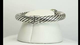 David Yurman Sterling Silver 14K YG 10MM Hinged Cable Bracelet Fits to 6.25” - 34925 David Yurman Sterling Silver 14K YG 10MM Hinged Cable Bracelet Fits to 6.25” - 34925