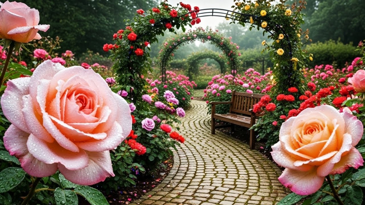 Peaceful Rose Garden Walk | Relaxing Garden Views & Timeless Beauty