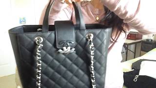 CHANEL Caviar Quilted Small CC Box Shopping Tote Black 369615