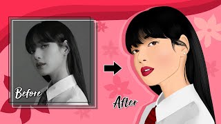 Turned Black and White Photo into Colorful Digital Art ft. Blackpink Lisa | Vexel Art | SpeedArt