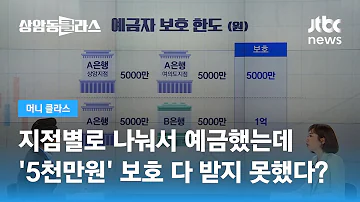 은행 파산 때 예금 5천만원 보호 분산 가입 해야 하는 이유 JTBC 상암동 클라스