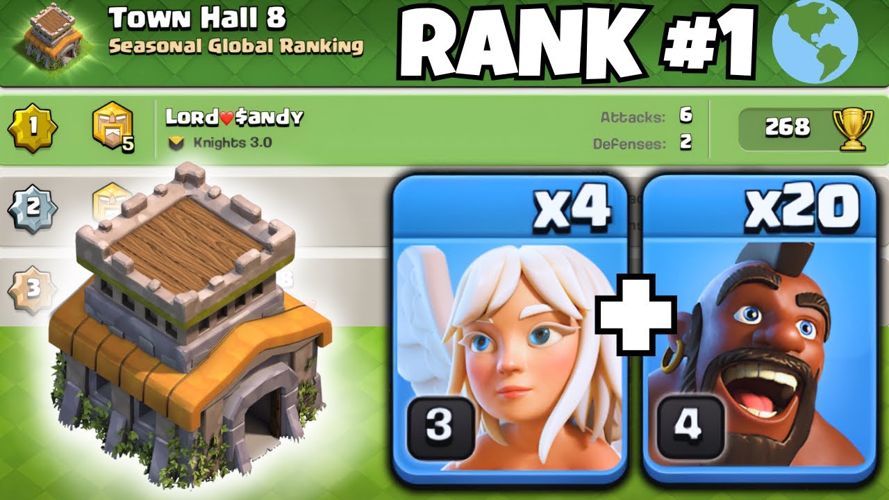 I am RANK #1 Global TH8 with Queen Charge Hogs!
