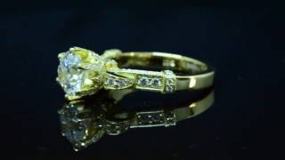 Natural Round Edwardian Pave Diamond Engagement Ring - GIA Certified