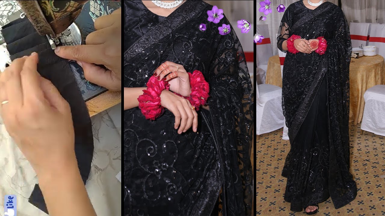 Simple net saree cutting and stitching | how to make saree in Home