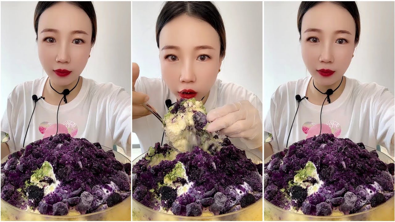 ASMR ICE EATING with MATCHA and MILK POWDER