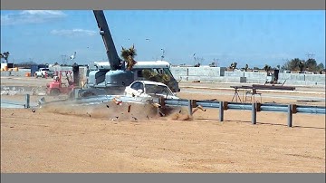 MFLEAT Crash Test 3-34 of Guardrail End Terminal Crash with Small Car