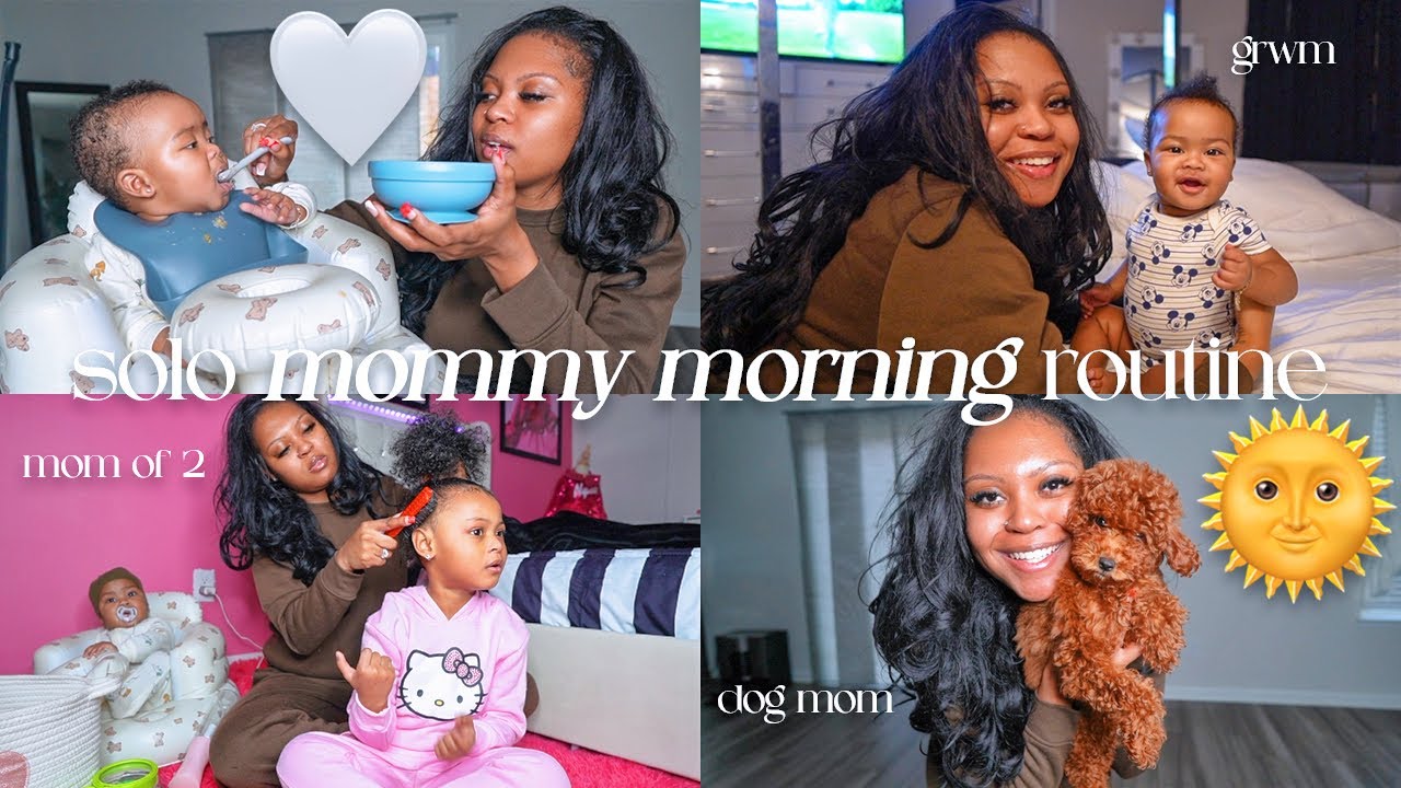 SOLO MOM MORNING ROUTINE: grwm, content creator + mom of 2, dog mom || VLOGMAS DAY 8 ♡