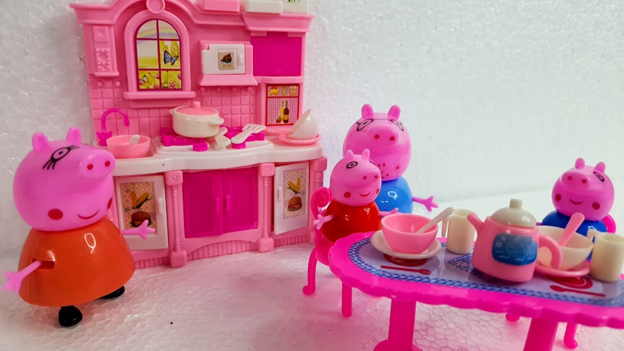 Peppa Pig Miniature Kitchen Set Unboxing in Hindi किचन सेट का वीडियो