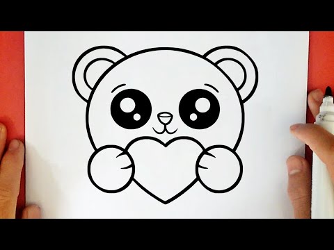 HOW TO DRAW A CUTE POLAR BEAR HOLDING A HEART