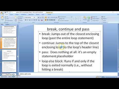 Python programming 23  break continue and pass