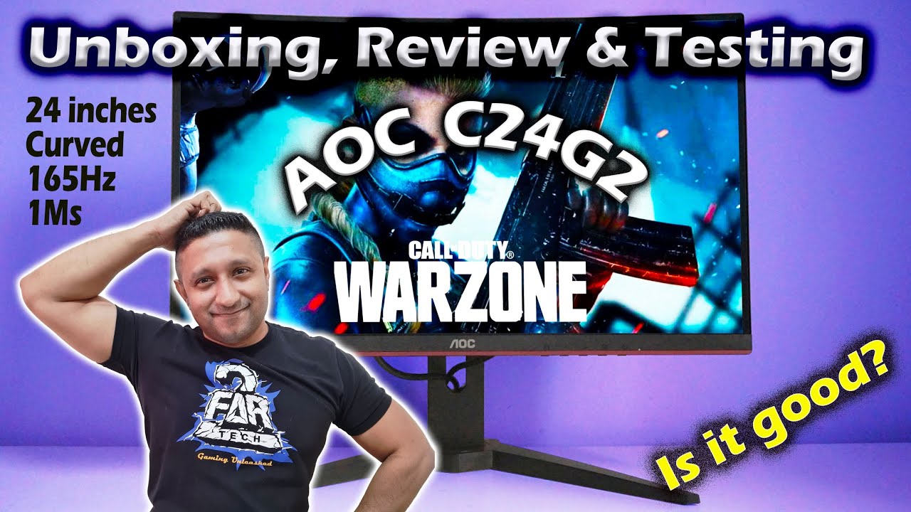 AOC C24G2 - 165Hz | Curved | 24inch | Budget gaming Monitor | Unboxing |  Testing | Gaming | Review