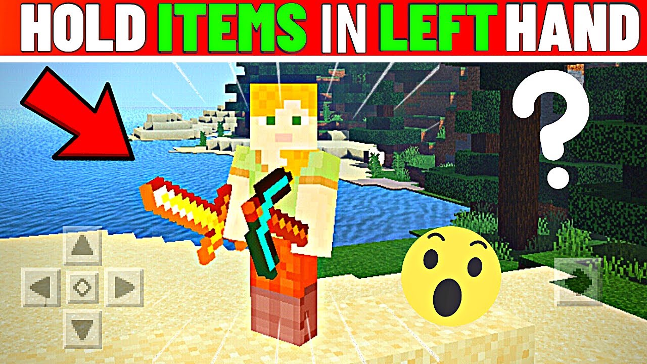 How to Hold Items in Left Hand in Minecraft Pe 1.17 New Easy Method