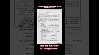 7th English Baseline Question paper 2025-26 100% Original Paper #viralvideo #baselinetest #viral