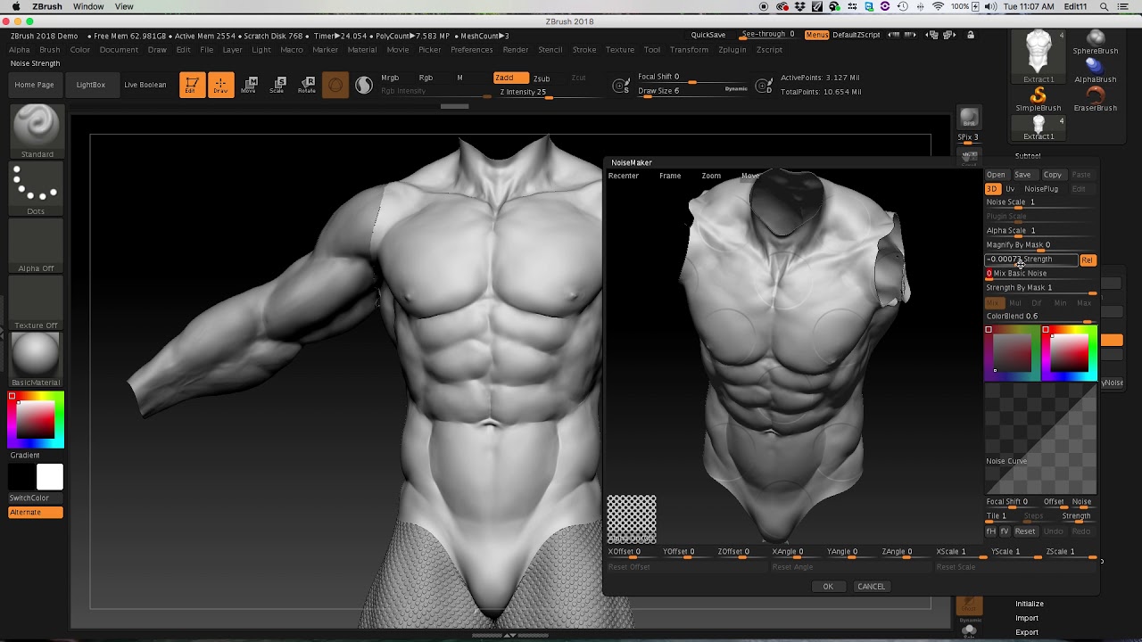 zbrush core applying texture to model