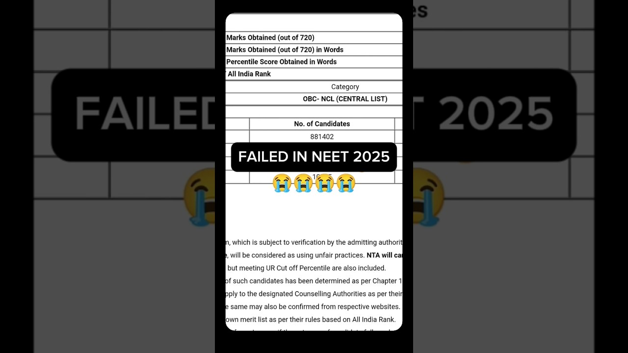 NEET 2025 RESULT REACTION 😭💔 My Unexpected NEET UG 2025 Result😭 | Failed NEET 2025 Unfiltered💔😭