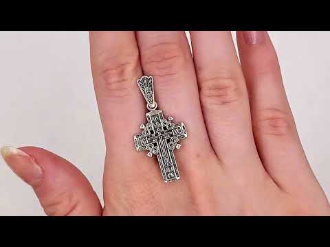 Срібний хрестик з чорнінням Ісус Христос ЮА221пч розмір 35х17 мм вага 2.5 г, видео 1
