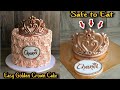 Pink Rosette Buttercream Cake with Golden Edible Crown Design for Everyone