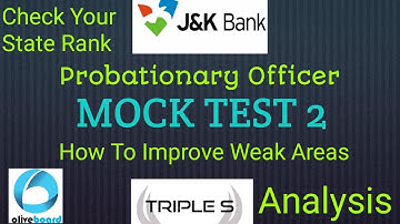 Mock Test 2 - JK BANK PO PRELIMS - State Rank - Analysis - How to Improve Weak Areas