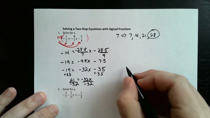 Solving a Two Step Equations with Signed Fractions