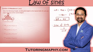 Solve the following triangle, rounding side lengths to the nearest tenth of a unit and angle measure