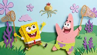 Spongy & Pat Star Catch a GIANT King Paper Jellyfish! 🪼👑 | Sponge Paper Adventures Animation