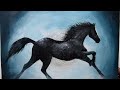 Abstract Acrylic Painting Tutorial / Black Running Horse with Silver Leaf / Easy Step by Step