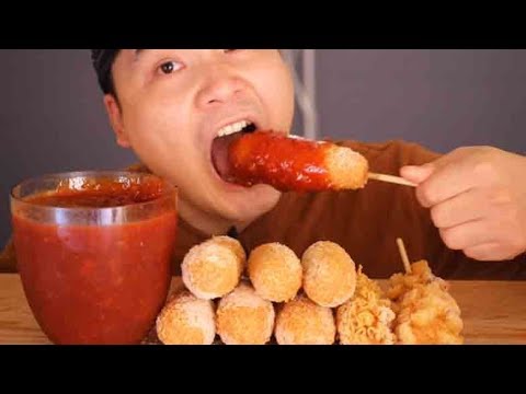 Hot dogs with a sweet spiced sauce Mukbang~!! Real sound social eating Mukbang(Eating Show)