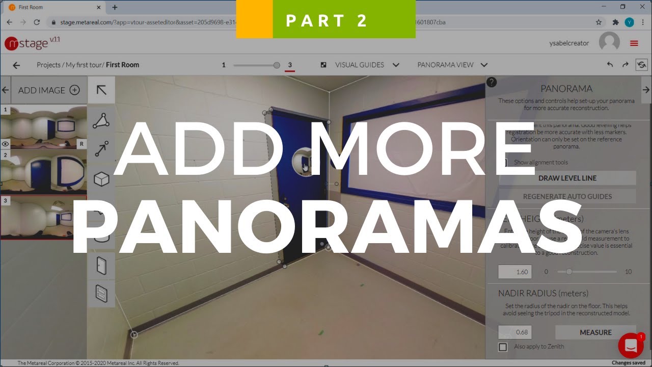 Add & align multiple panoramas together to create 3D transitions in Metareal Stage | Basics - Part 2