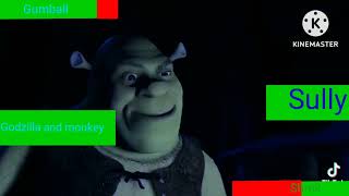 Godzilla And Gumball Vs Shrek Fight