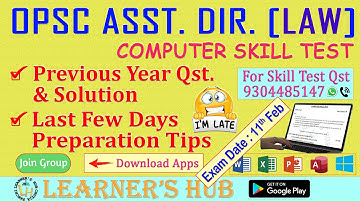OPSC Assistant Director (LAW) [ADL] Computer Skill Test Previous Year Question & Preparation Tips