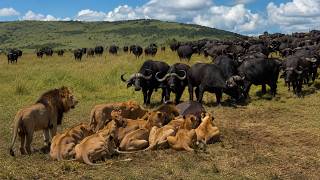 Buffalo Herd trying to Rescue | Oloibor Male Lion and Black Rock Pride | Today