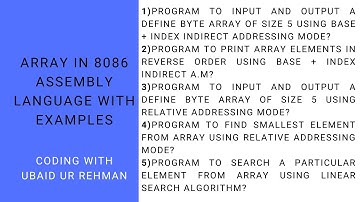 Base+Index Indirect Addressing Mode | Relative Addressing Mode in 8086 Assembly Language