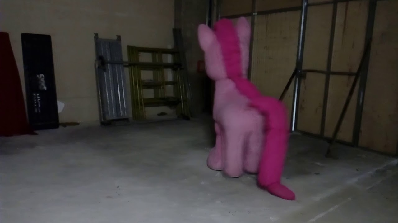 Pinkie Pie mascot does hop, skip, jump, run, shuffle, catwalk etc