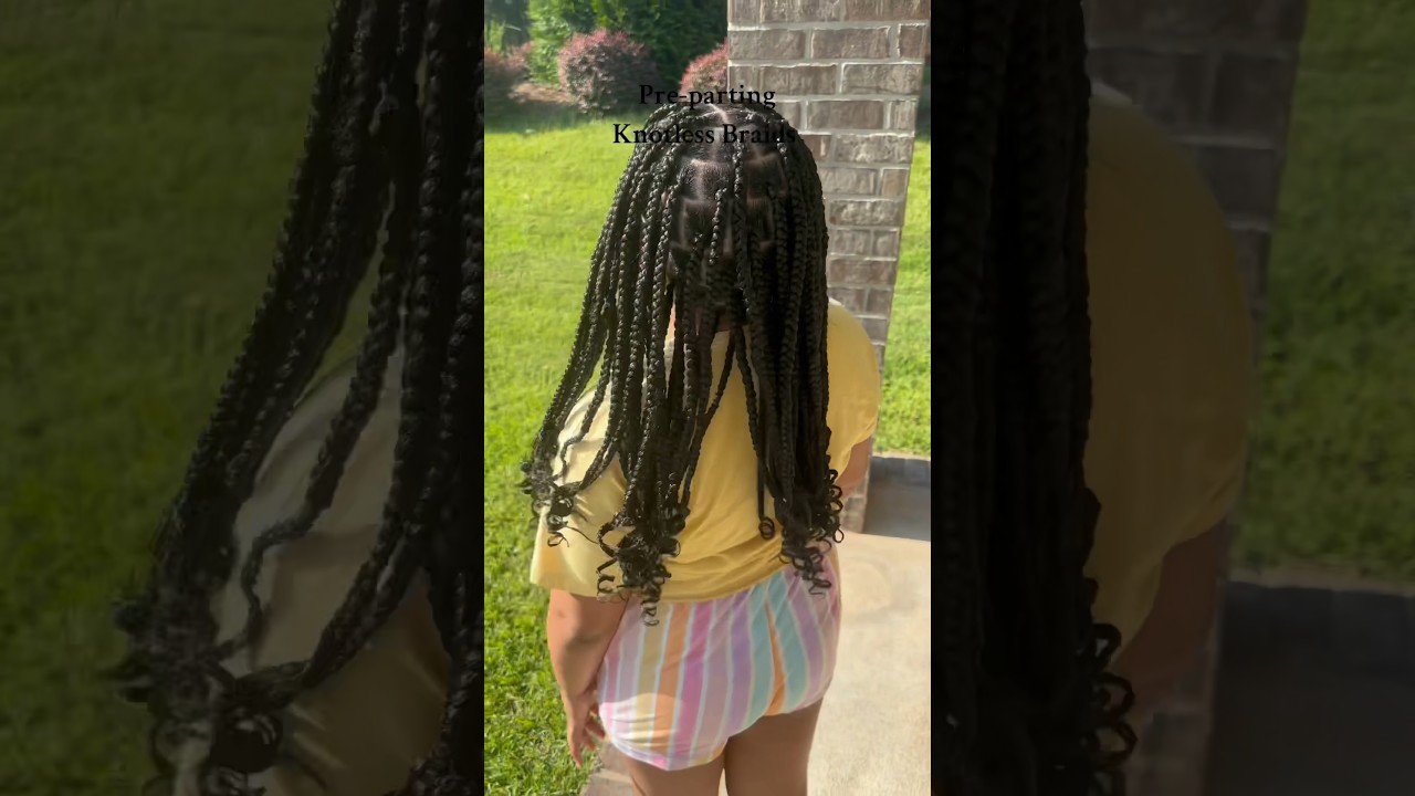 Pre-parting knotless braids