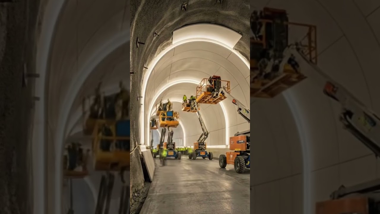 The process of building an underground highway tunnel 