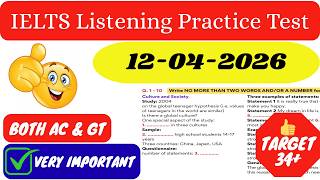 IELTS LISTENING TEST 2026 | IELTS LISTENING PRACTICE TEST WITH ANSWERS 2026 | 12.04.2026