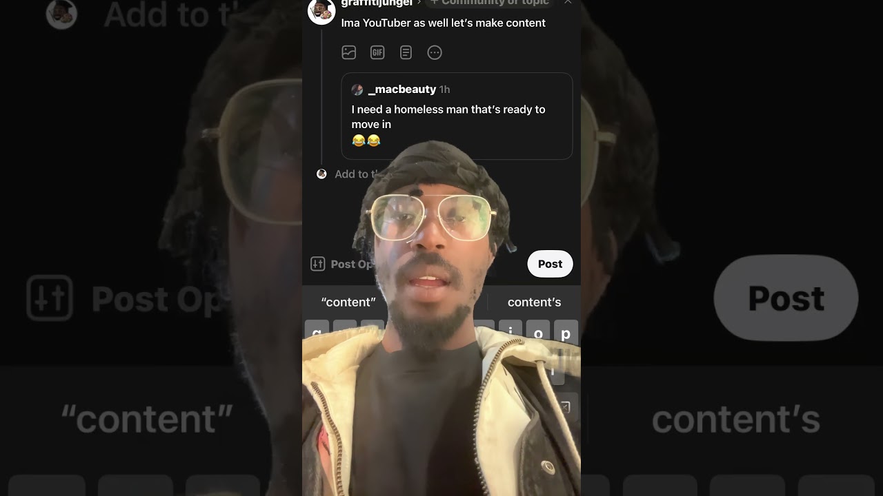 Homeless content creator