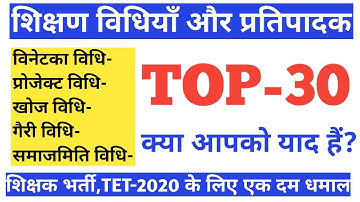 शिक्षण विधियाँ एवं उनके प्रतिपादक|शिक्षण अधिगम|Top-30 शिक्षण विधियाँ|V.V.V.Imp