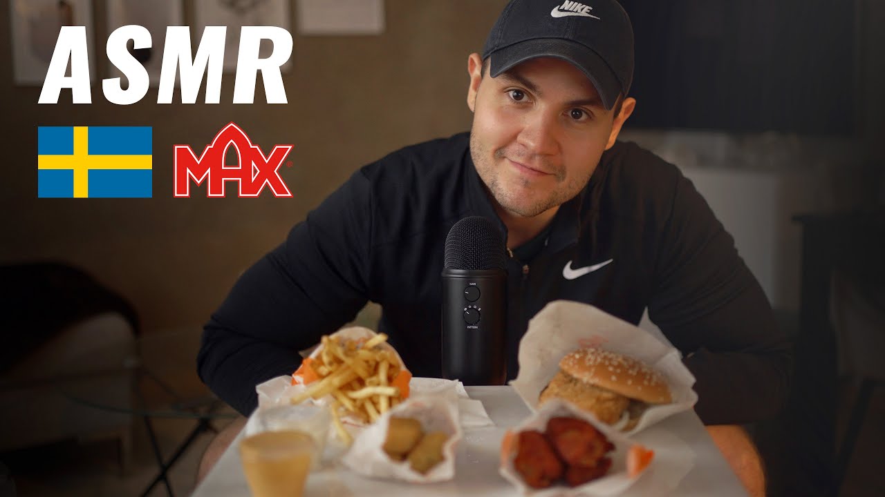 ASMR in Swedish 🇸🇪 Eating Swedish Burger Menu ! 🍔🍟