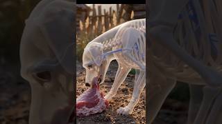 X-Ray View: What Happens When Dogs Eat Raw Meat? #3danimation #ViralShorts #Dog #Facts #Education