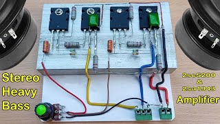 Stereo High Power Heavy Bass Amplifier // How to make Amplifier Using 2sc5200 & 2sa1943   Powerful